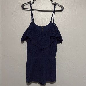 Jessica Simpson Navy Lace Off-Shoulder Romper